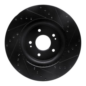 Genesis G70 Brake Rotor (1) - Front Left - R1 Concepts - Drilled & Slotted - Black - `18-`23